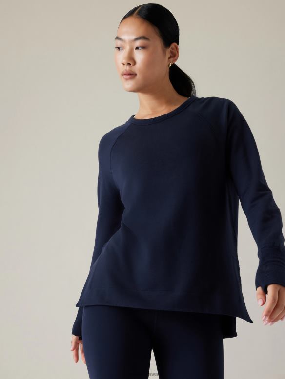 Athleta Coaster Luxe Recover Sweatshirt Women Navy Clothing VHFL2433