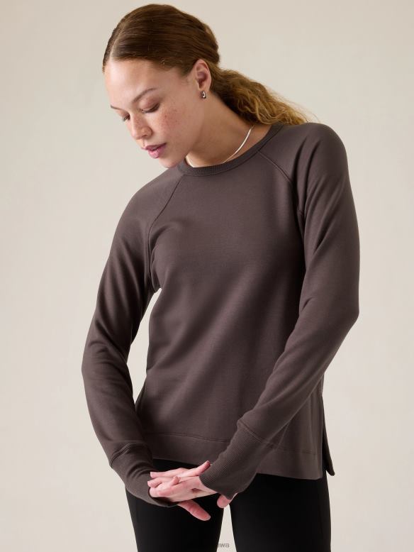 Athleta Coaster Luxe Recover Sweatshirt Women Shale Clothing VHFL2471