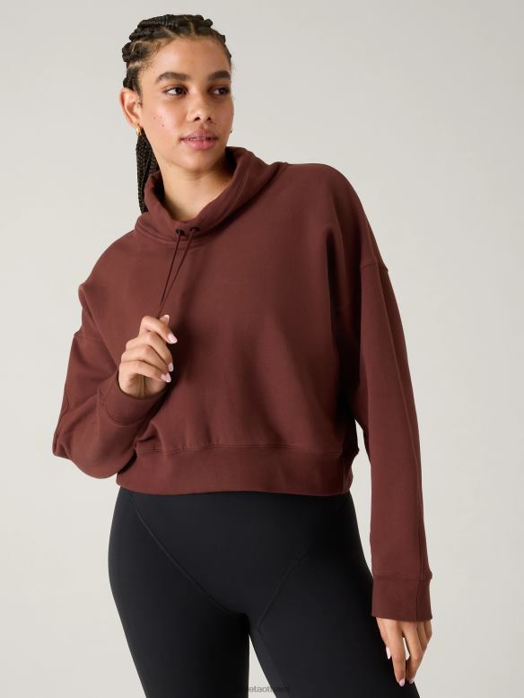 Athleta Keys Retroplush Sweatshirt Women Dark Cherrywood Clothing VHFL2215