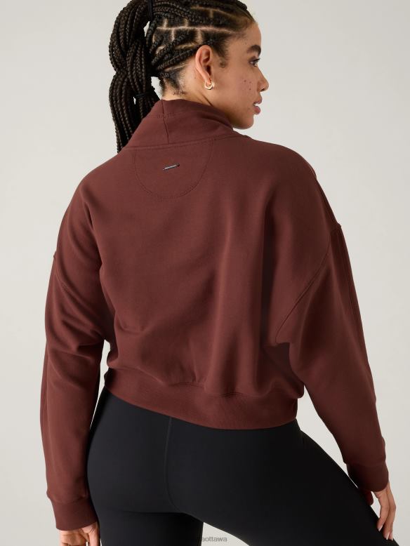 Athleta Keys Retroplush Sweatshirt Women Dark Cherrywood Clothing VHFL2215