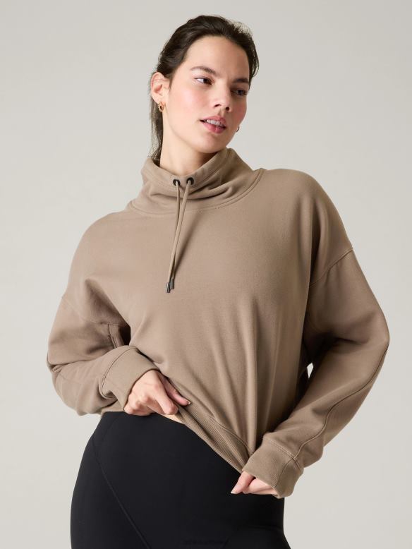 Athleta Keys Retroplush Sweatshirt Women Pyrite Clothing VHFL2219