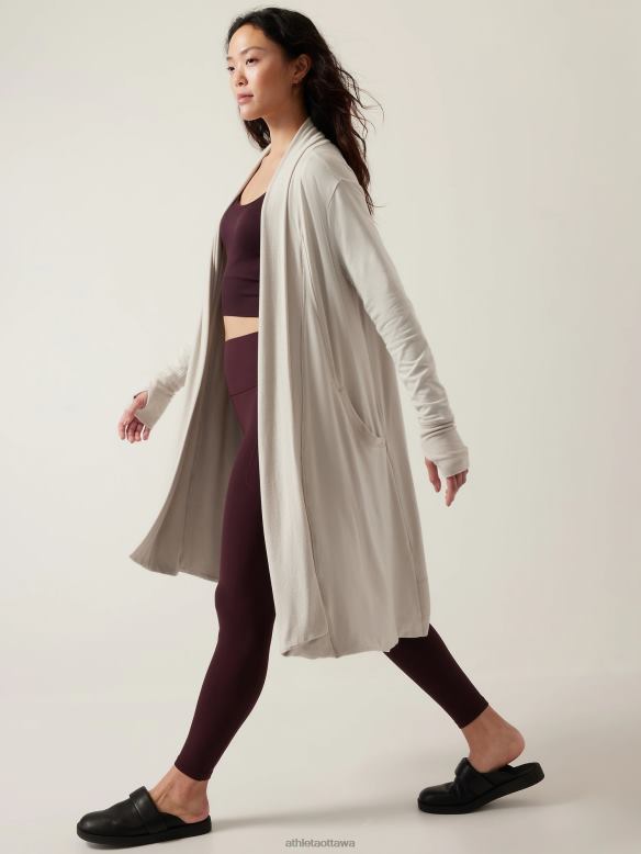 Athleta Pranayama Long Wrap Women Abalone Grey Clothing VHFL2369