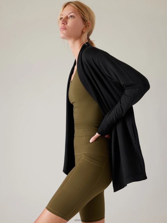 Athleta Pranayama Restore Wrap Women Black Clothing VHFL2240