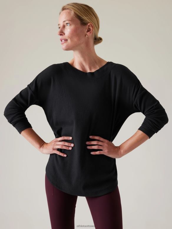 Athleta Presence Sweatshirt Women Black Clothing VHFL2271