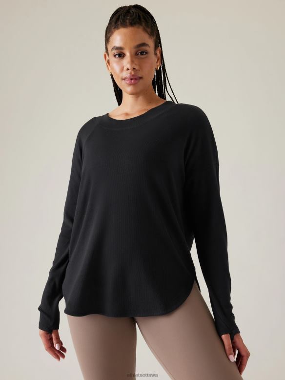 Athleta Presence Sweatshirt Women Black Clothing VHFL2271