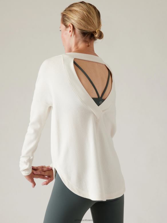 Athleta Presence Sweatshirt Women Magnolia White Clothing VHFL2457