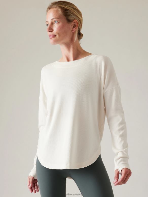 Athleta Presence Sweatshirt Women Magnolia White Clothing VHFL2457