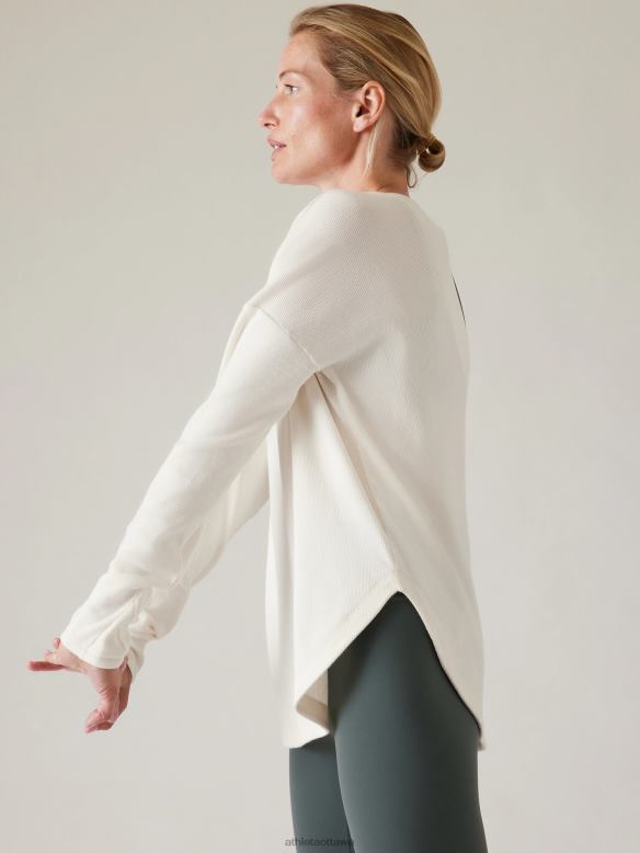 Athleta Presence Sweatshirt Women Magnolia White Clothing VHFL2457