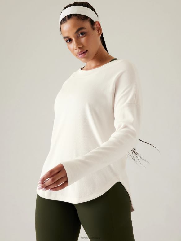 Athleta Presence Sweatshirt Women Magnolia White Clothing VHFL2457