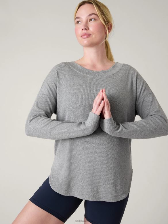 Athleta Presence Sweatshirt Women Medium Grey Heather Clothing VHFL2510