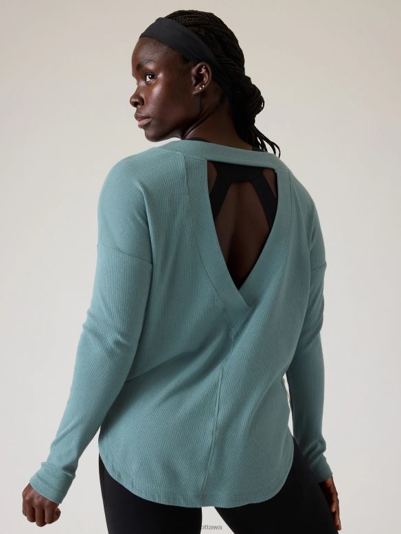 Athleta Presence Sweatshirt Women Oxidized Green Clothing VHFL2277