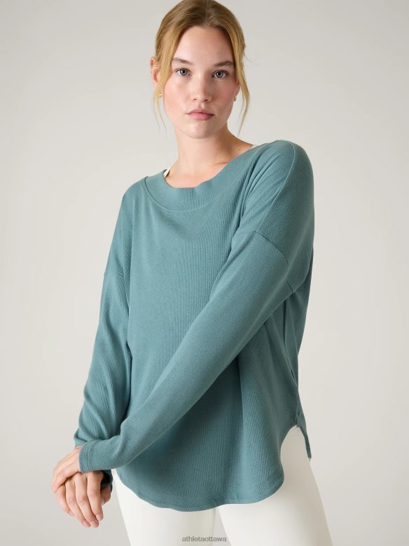 Athleta Presence Sweatshirt Women Oxidized Green Clothing VHFL2277