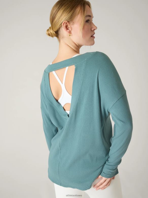 Athleta Presence Sweatshirt Women Oxidized Green Clothing VHFL2277