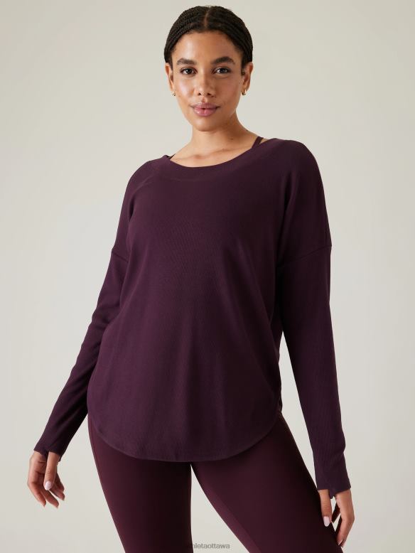 Athleta Presence Sweatshirt Women Spiced Cabernet Clothing VHFL2223