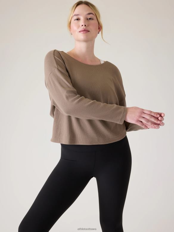 Athleta Presence Twist Sweatshirt Women Pyrite Clothing VHFL2464