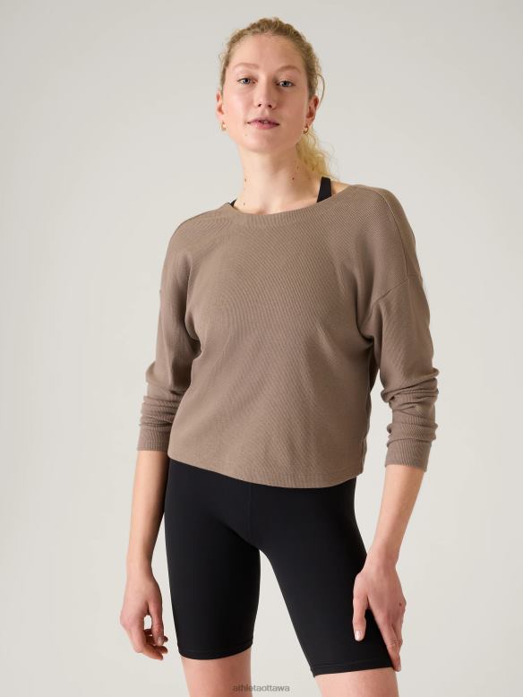 Athleta Presence Twist Sweatshirt Women Pyrite Clothing VHFL2464