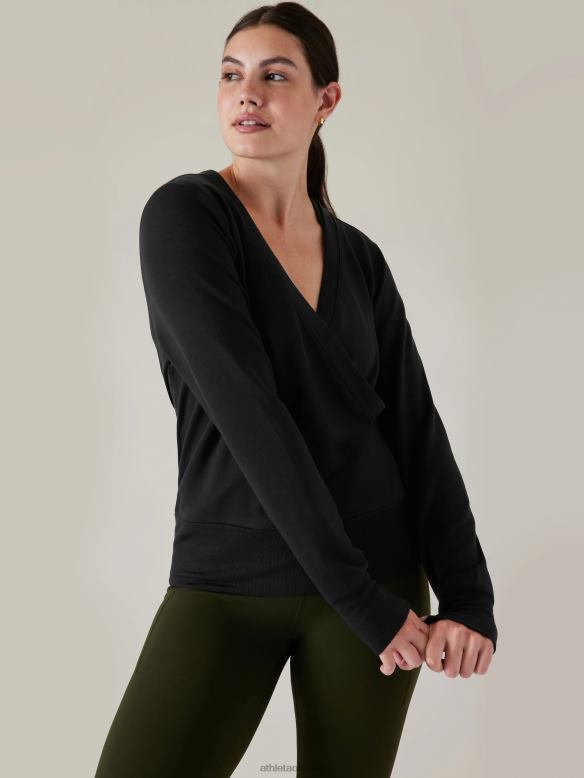 Athleta Recharge Sweatshirt Women Black Clothing VHFL2482