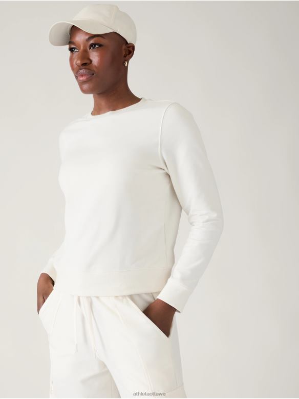 Athleta Retroterry Crewneck Sweatshirt Women Magnolia White Clothing VHFL2515