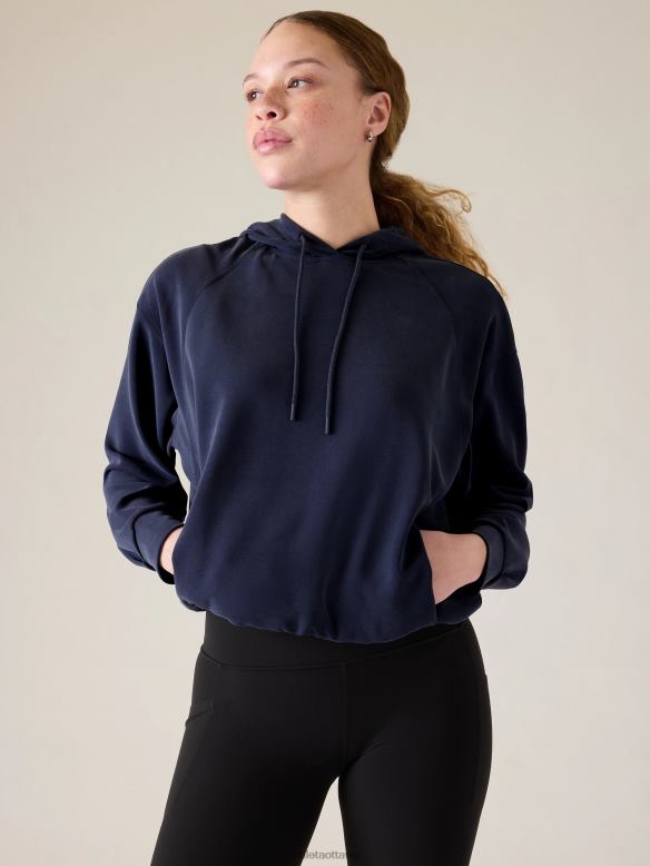 Athleta Seasoft Bubble Hem Hoodie Women Navy Clothing VHFL2288