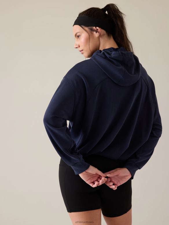 Athleta Seasoft Bubble Hem Hoodie Women Navy Clothing VHFL2288