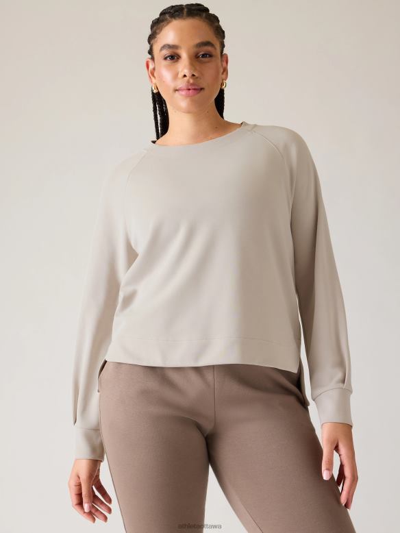 Athleta Seasoft Crewneck Sweatshirt Women Abalone Grey Clothing VHFL2203