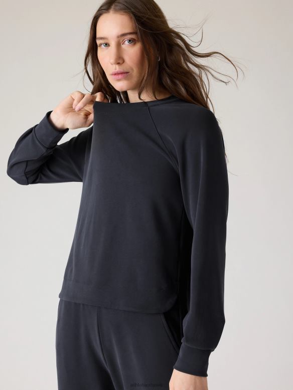 Athleta Seasoft Crewneck Sweatshirt Women Black Clothing VHFL2312