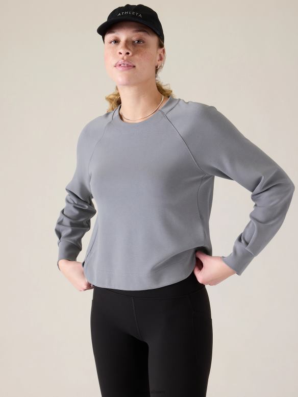 Athleta Seasoft Crewneck Sweatshirt Women Coastline Blue Clothing VHFL2221