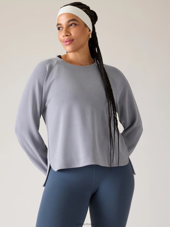 Athleta Seasoft Crewneck Sweatshirt Women Coastline Blue Clothing VHFL2221