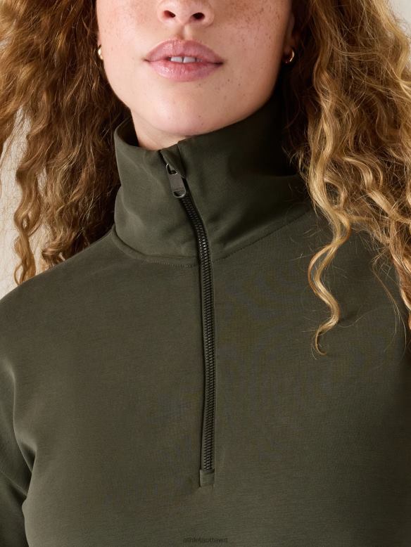 Athleta Seasoft Quarter Zip Women Aspen Olive Clothing VHFL2193