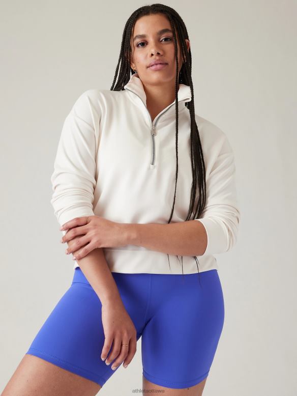 Athleta Seasoft Quarter Zip Women Magnolia White Clothing VHFL2205