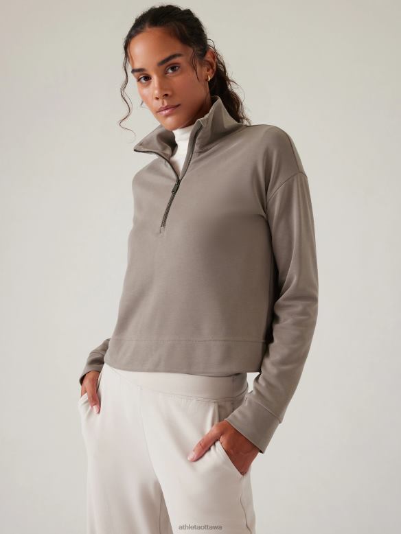 Athleta Seasoft Quarter Zip Women Pyrite Clothing VHFL2396