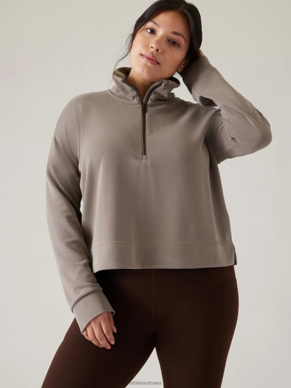 Athleta Seasoft Quarter Zip Women Pyrite Clothing VHFL2396