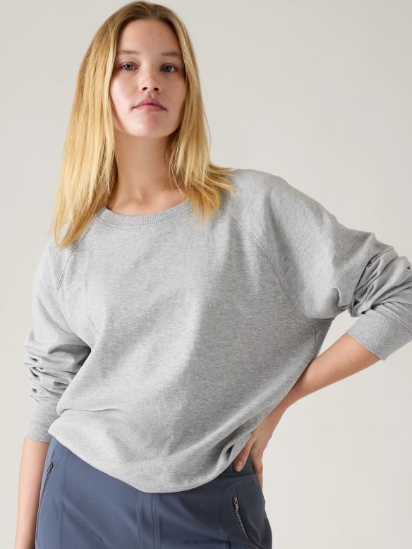 Athleta Sundown Sweatshirt Women Grey Heather Clothing VHFL2377