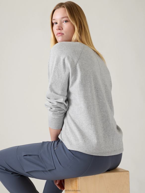 Athleta Sundown Sweatshirt Women Grey Heather Clothing VHFL2377