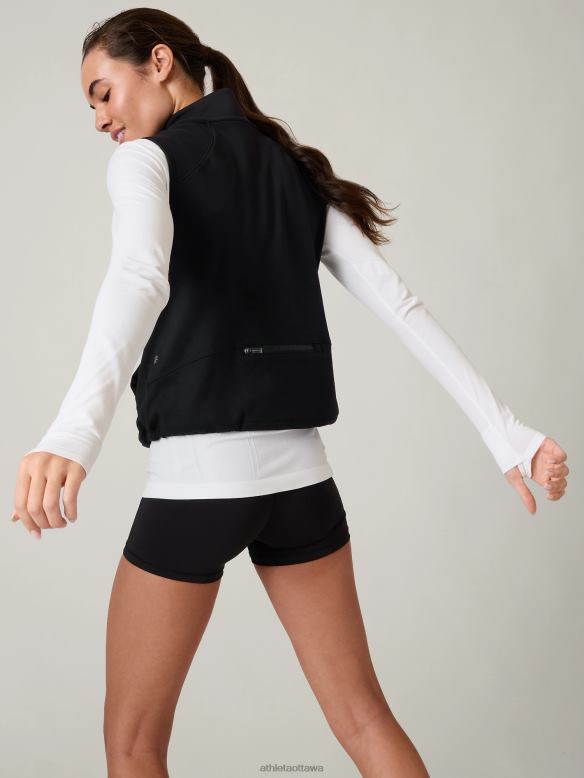 Athleta Unstoppable Quarter Zip Vest Women Black Clothing VHFL2539