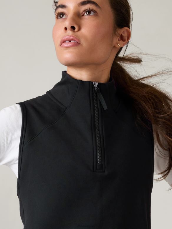 Athleta Unstoppable Quarter Zip Vest Women Black Clothing VHFL2539