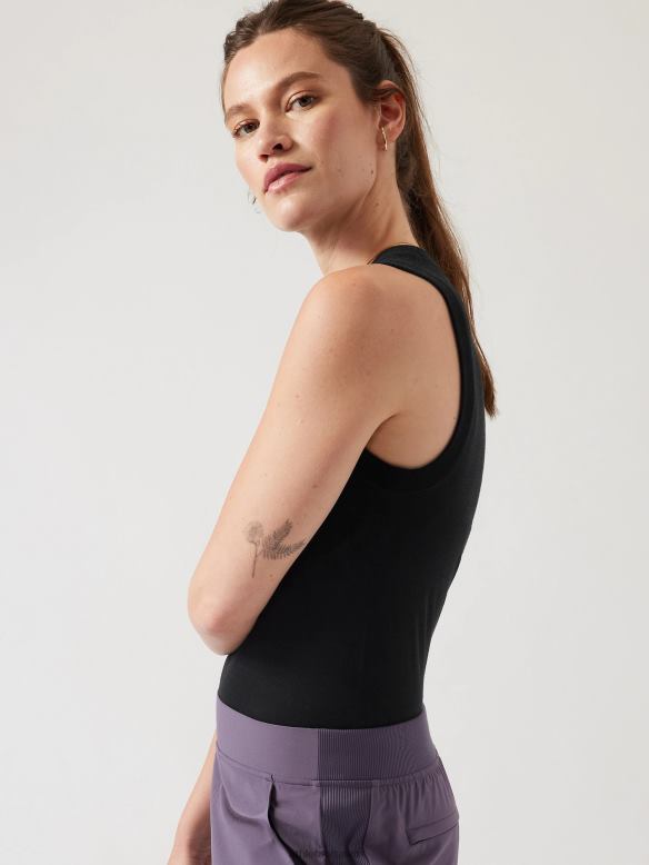 Athleta Ascent Seamless Tank Women Black Clothing VHFL2390