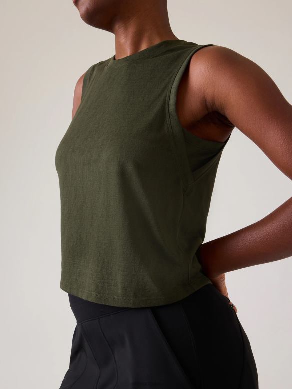 Athleta Breezy Muscle Tank Women Aspen Olive Clothing VHFL2419