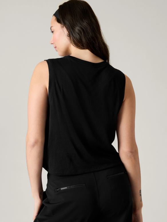 Athleta Breezy Muscle Tank Women Black Clothing VHFL2293