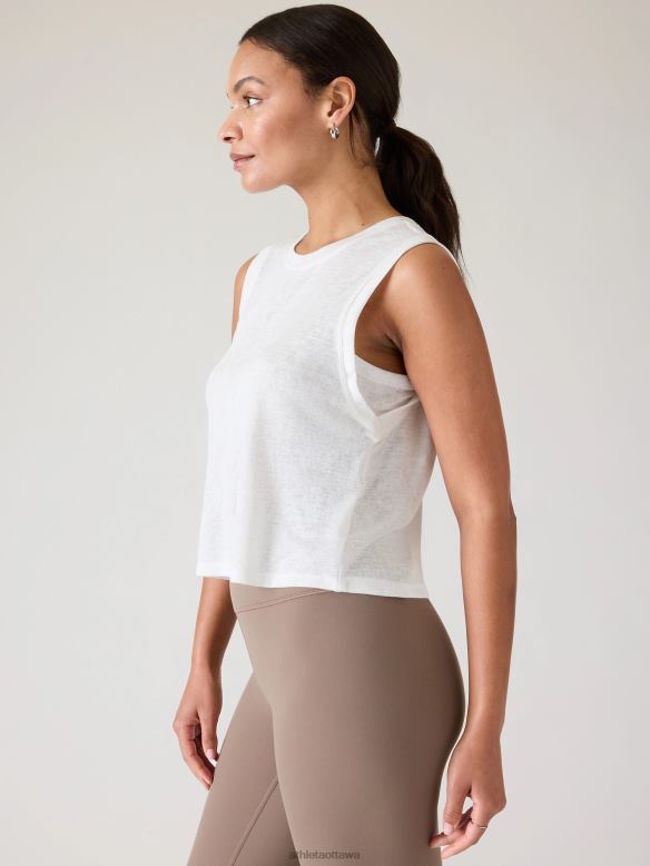 Athleta Breezy Muscle Tank Women Bright White Clothing VHFL2359