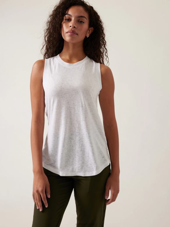 Athleta Breezy Tank Women Bright White Clothing VHFL2488