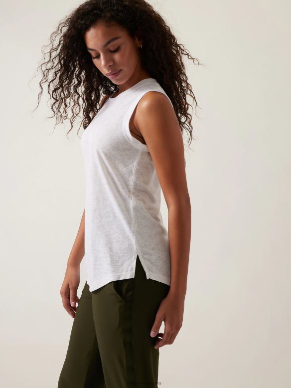 Athleta Breezy Tank Women Bright White Clothing VHFL2488