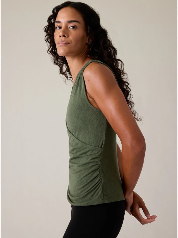 Athleta Breezy Wrap Tank Women Deep Fern Clothing VHFL2441