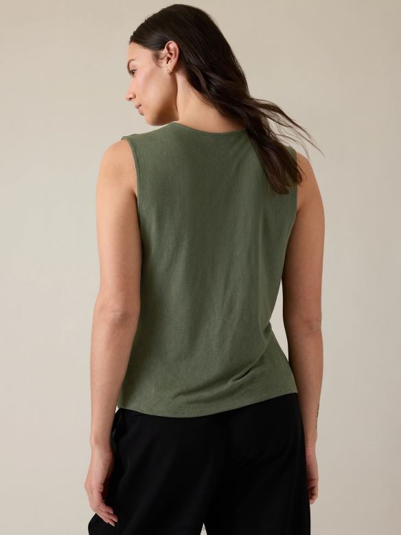 Athleta Breezy Wrap Tank Women Deep Fern Clothing VHFL2441