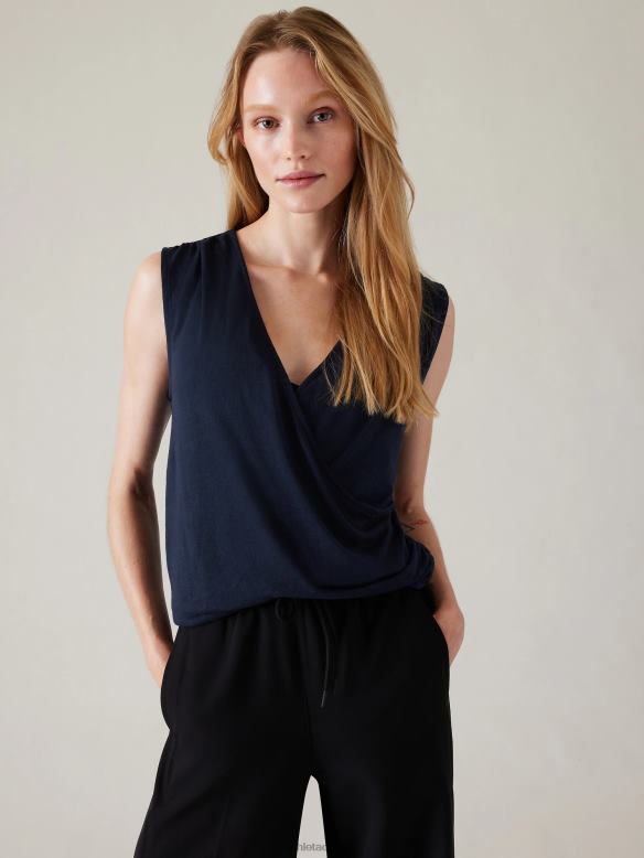 Athleta Breezy Wrap Tank Women Navy Clothing VHFL2508