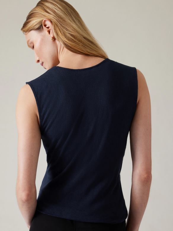 Athleta Breezy Wrap Tank Women Navy Clothing VHFL2508