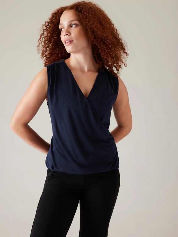 Athleta Breezy Wrap Tank Women Navy Clothing VHFL2508