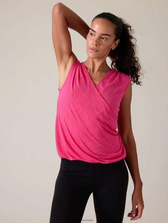 Athleta Breezy Wrap Tank Women Tulip Pink Clothing VHFL2237