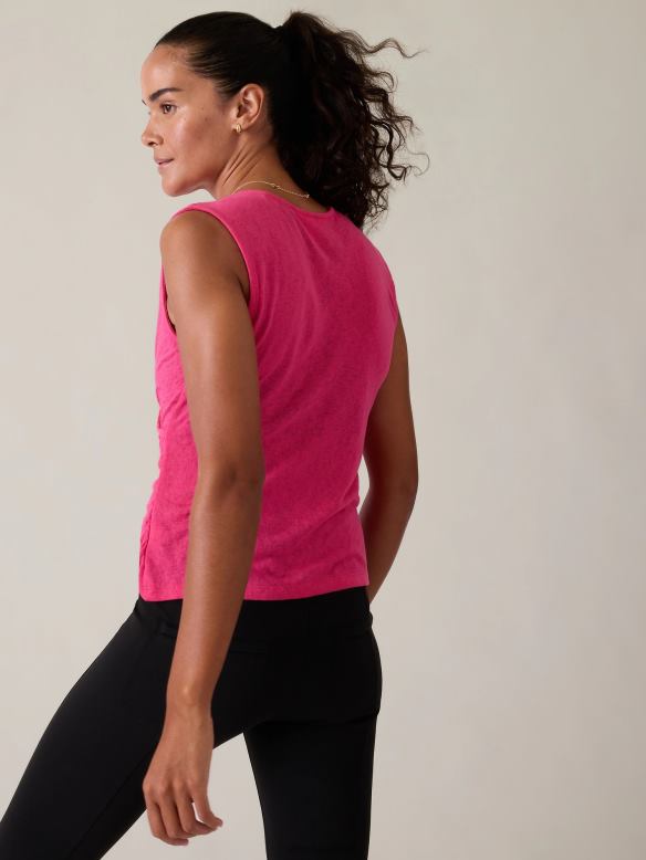 Athleta Breezy Wrap Tank Women Tulip Pink Clothing VHFL2237