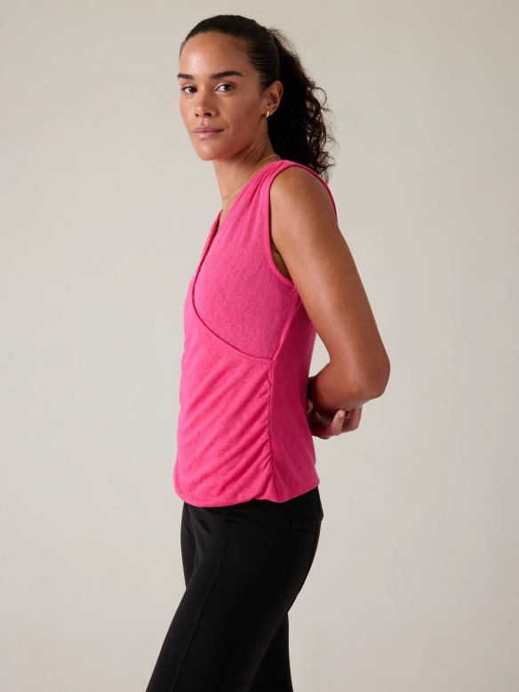 Athleta Breezy Wrap Tank Women Tulip Pink Clothing VHFL2237